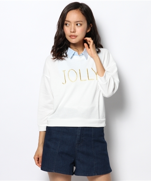 WEGO(ウィゴー)の「WEGO/衿付き7分袖刺繍スウェット(スウェット・レディース・オフホワイト/ブラック/杢グレー/ネイビー・FREE)」の13枚目の写真