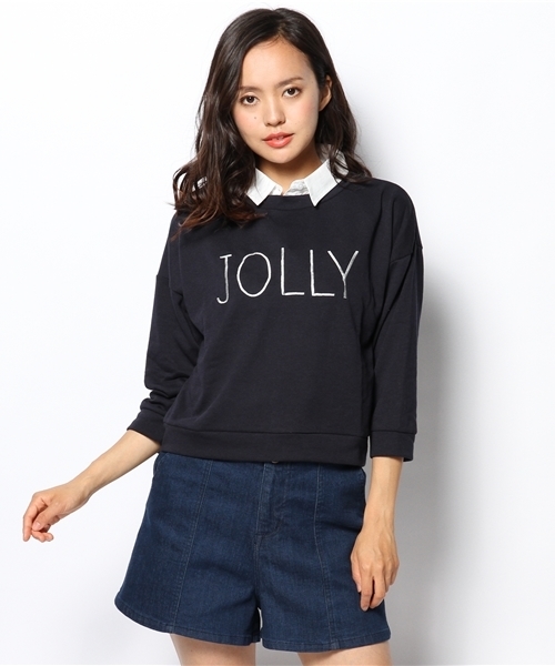 WEGO(ウィゴー)の「WEGO/衿付き7分袖刺繍スウェット(スウェット・レディース・オフホワイト/ブラック/杢グレー/ネイビー・FREE)」の16枚目の写真