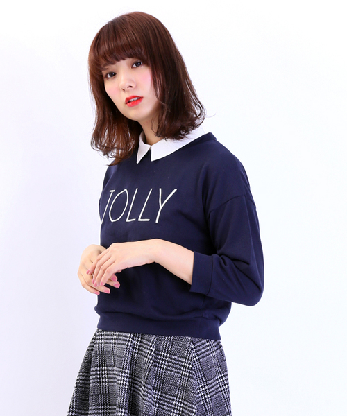 WEGO(ウィゴー)の「WEGO/衿付き7分袖刺繍スウェット(スウェット・レディース・オフホワイト/ブラック/杢グレー/ネイビー・FREE)」の20枚目の写真