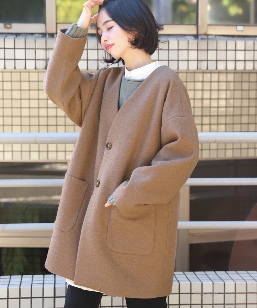 LOWRYS FARM（ローリーズファーム）の「ＴＲノーカラージャケット　862684（ノーカラージャケット・レディース・アイボリー/グリーン/モカ・FREE）」の8枚目の写真