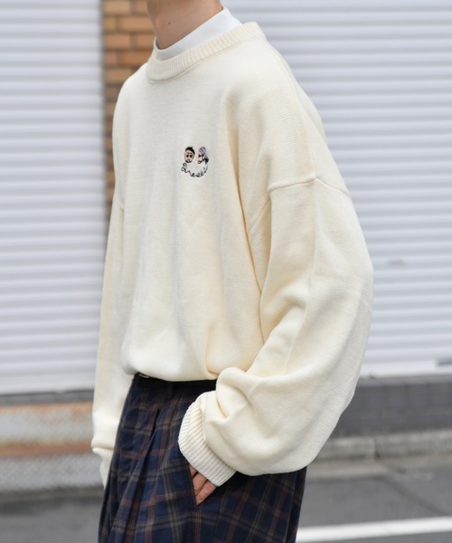 kutir（クティール）の「おじさん刺繍ニット（ニット/セーター・メンズ・チャコールグレー/グリーン/アイボリー・MEDIUM/LARGE）」の18枚目の写真