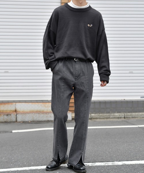 kutir（クティール）の「おじさん刺繍ニット（ニット/セーター・メンズ・チャコールグレー/グリーン/アイボリー・MEDIUM/LARGE）」の21枚目の写真