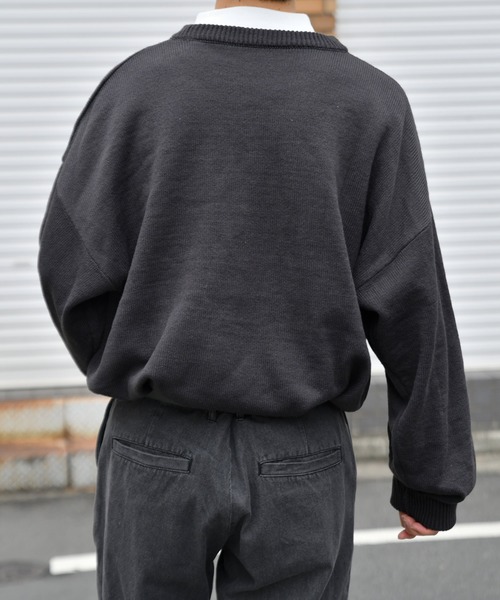 kutir（クティール）の「おじさん刺繍ニット（ニット/セーター・メンズ・チャコールグレー/グリーン/アイボリー・MEDIUM/LARGE）」の7枚目の写真