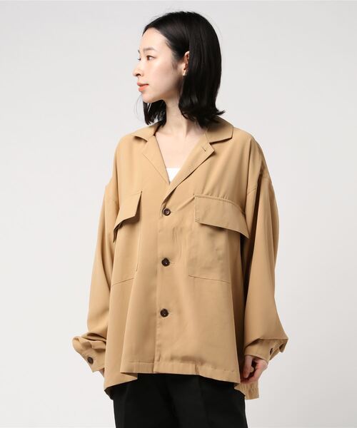 THISIS（ディスイズ）の「ビッグシルエット シャツ レディース（シャツ/ブラウス・レディース・ブラック/ベージュ/サックスブルー/テラコッタ・LARGE/MEDIUM）」の3枚目の写真