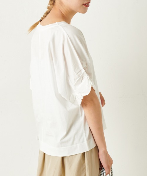 PUAL CE CIN（ピュアルセシン）の「ｸｼｭｸｼｭ袖T（Tシャツ/カットソー・レディース・ミント/グレー×ホワイト/ブラック/ネイビー×ホワイト/ホワイト・FREE）」の2枚目の写真