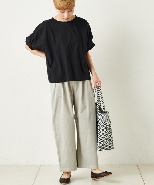 PUAL CE CIN（ピュアルセシン）の「ｸｼｭｸｼｭ袖T（Tシャツ/カットソー・レディース・ミント/グレー×ホワイト/ブラック/ネイビー×ホワイト/ホワイト・FREE）」の3枚目の写真