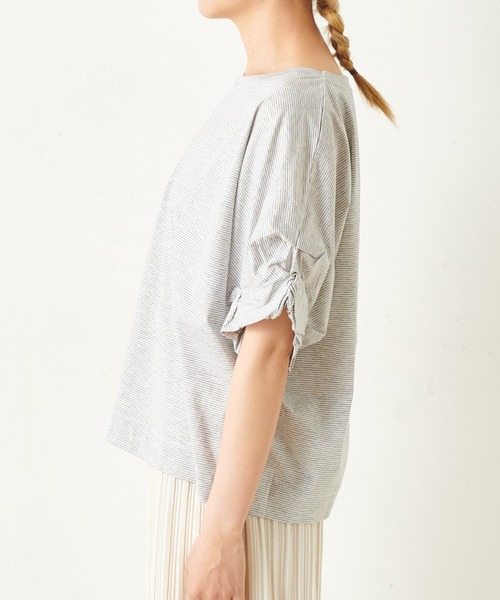 PUAL CE CIN（ピュアルセシン）の「ｸｼｭｸｼｭ袖T（Tシャツ/カットソー・レディース・ミント/グレー×ホワイト/ブラック/ネイビー×ホワイト/ホワイト・FREE）」の16枚目の写真