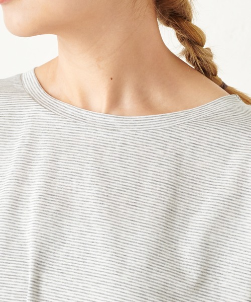 PUAL CE CIN（ピュアルセシン）の「ｸｼｭｸｼｭ袖T（Tシャツ/カットソー・レディース・ミント/グレー×ホワイト/ブラック/ネイビー×ホワイト/ホワイト・FREE）」の18枚目の写真