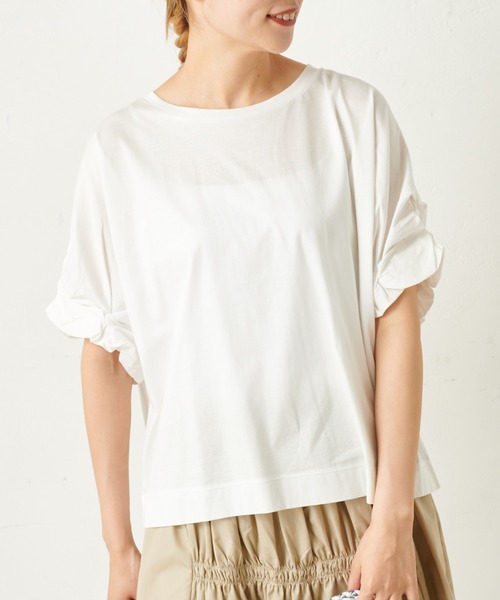 PUAL CE CIN（ピュアルセシン）の「ｸｼｭｸｼｭ袖T（Tシャツ/カットソー・レディース・ミント/グレー×ホワイト/ブラック/ネイビー×ホワイト/ホワイト・FREE）」の21枚目の写真