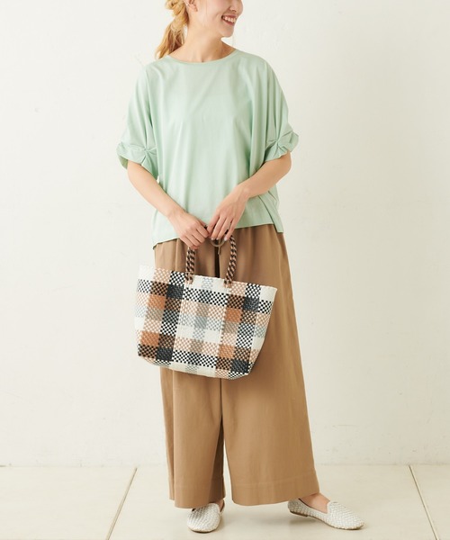 PUAL CE CIN（ピュアルセシン）の「ｸｼｭｸｼｭ袖T（Tシャツ/カットソー・レディース・ミント/グレー×ホワイト/ブラック/ネイビー×ホワイト/ホワイト・FREE）」の7枚目の写真