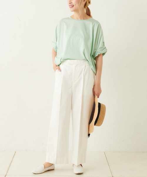 PUAL CE CIN（ピュアルセシン）の「ｸｼｭｸｼｭ袖T（Tシャツ/カットソー・レディース・ミント/グレー×ホワイト/ブラック/ネイビー×ホワイト/ホワイト・FREE）」の8枚目の写真