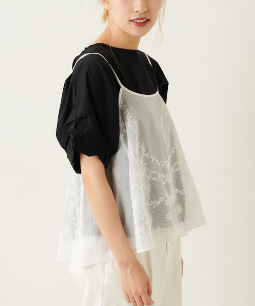 PUAL CE CIN（ピュアルセシン）の「ｸｼｭｸｼｭ袖T（Tシャツ/カットソー・レディース・ミント/グレー×ホワイト/ブラック/ネイビー×ホワイト/ホワイト・FREE）」の9枚目の写真