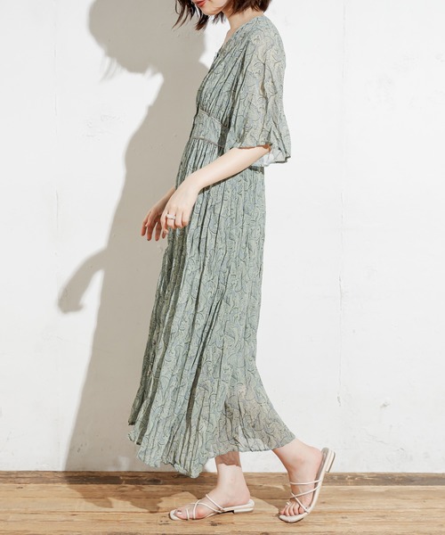 natural couture（ナチュラルクチュール）の「シアーペイズリークリンクルワンピース（ワンピース・レディース・ベージュ/グリーン/パープル・FREE）」の16枚目の写真