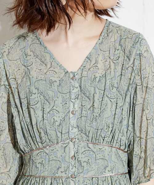 natural couture（ナチュラルクチュール）の「シアーペイズリークリンクルワンピース（ワンピース・レディース・ベージュ/グリーン/パープル・FREE）」の18枚目の写真