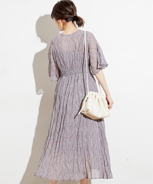 natural couture（ナチュラルクチュール）の「シアーペイズリークリンクルワンピース（ワンピース・レディース・ベージュ/グリーン/パープル・FREE）」の13枚目の写真
