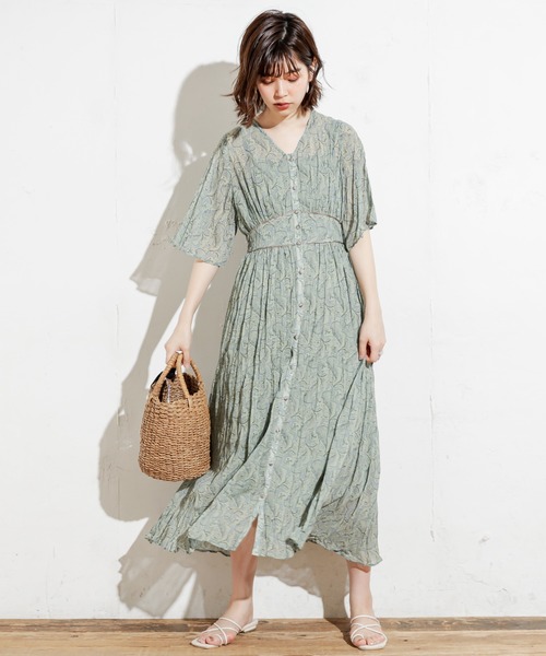 natural couture（ナチュラルクチュール）の「シアーペイズリークリンクルワンピース（ワンピース・レディース・ベージュ/グリーン/パープル・FREE）」の9枚目の写真