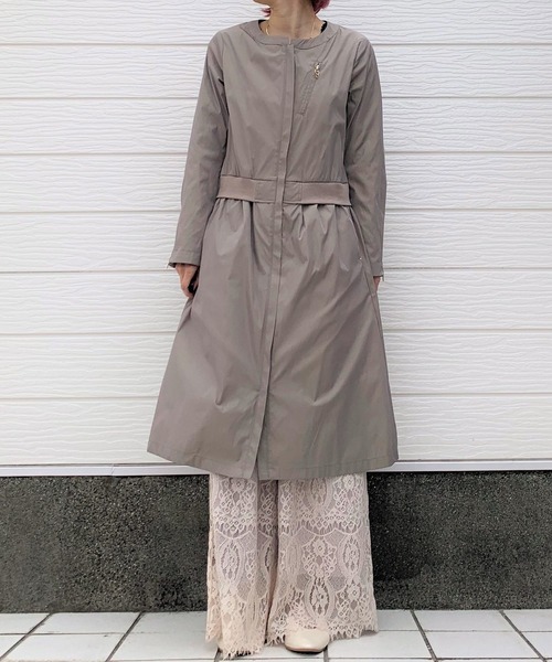 Q(キュー)の「シンプルライダースコート(ライダースジャケット・レディース・チャコールグレー/グレイッシュベージュ・MEDIUM)」の3枚目の写真