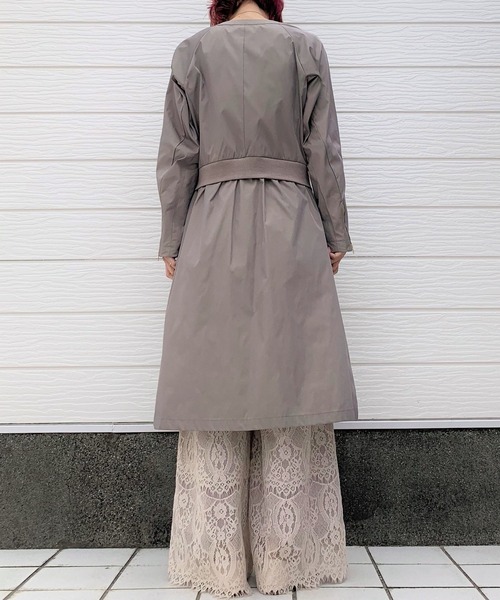 Q(キュー)の「シンプルライダースコート(ライダースジャケット・レディース・チャコールグレー/グレイッシュベージュ・MEDIUM)」の5枚目の写真