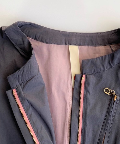 Q(キュー)の「シンプルライダースコート(ライダースジャケット・レディース・チャコールグレー/グレイッシュベージュ・MEDIUM)」の15枚目の写真