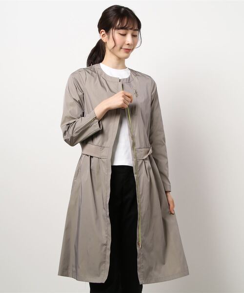 Q(キュー)の「シンプルライダースコート(ライダースジャケット・レディース・チャコールグレー/グレイッシュベージュ・MEDIUM)」の9枚目の写真