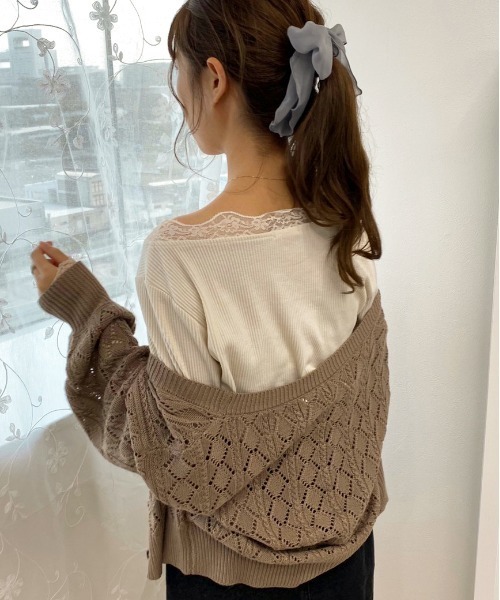 apres jour（アプレジュール）の「レースリブインナー【ZOZOTOWN限定アイテム】（Tシャツ/カットソー・レディース・アイボリー/ブラック・X-LARGE/フリー）」の6枚目の写真