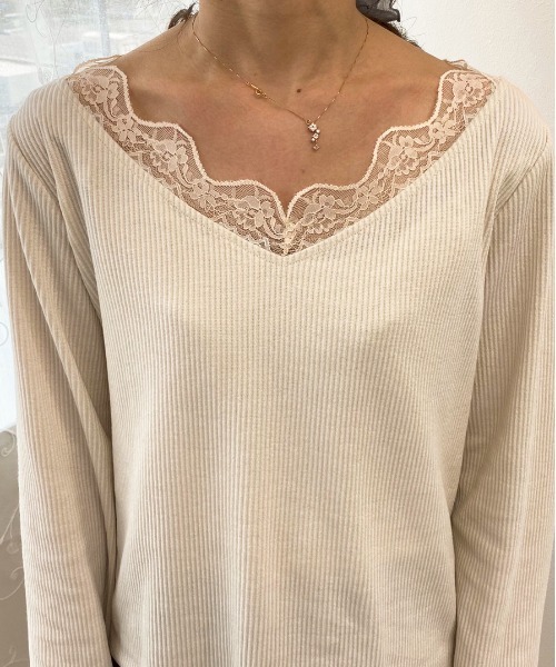 apres jour（アプレジュール）の「レースリブインナー【ZOZOTOWN限定アイテム】（Tシャツ/カットソー・レディース・アイボリー/ブラック・X-LARGE/フリー）」の10枚目の写真