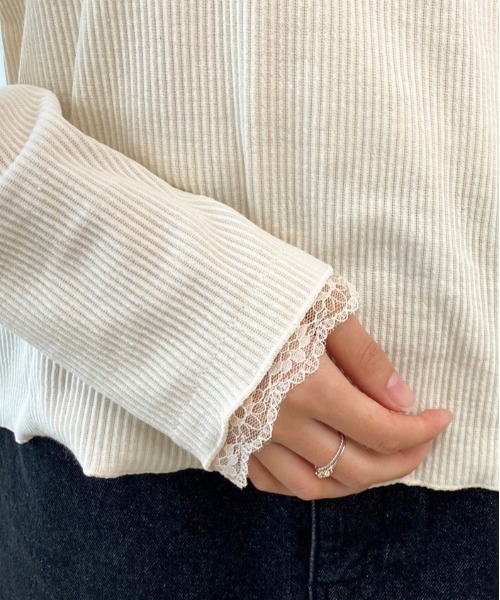 apres jour（アプレジュール）の「レースリブインナー【ZOZOTOWN限定アイテム】（Tシャツ/カットソー・レディース・アイボリー/ブラック・X-LARGE/フリー）」の11枚目の写真