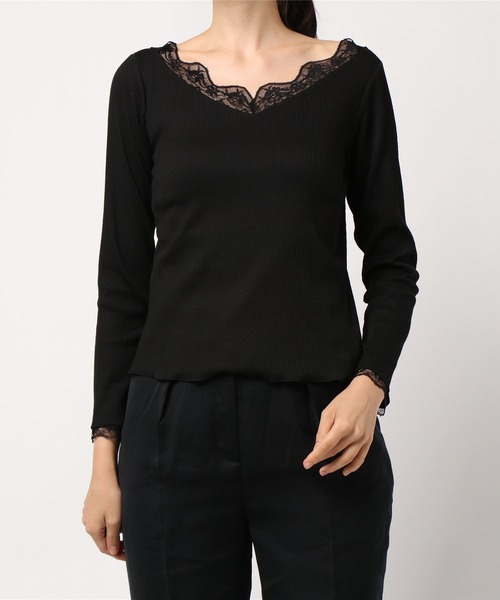 apres jour（アプレジュール）の「レースリブインナー【ZOZOTOWN限定アイテム】（Tシャツ/カットソー・レディース・アイボリー/ブラック・X-LARGE/フリー）」の13枚目の写真