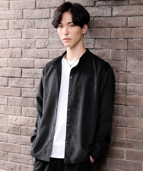 TopIsm（トップイズム）の「コーデュロイ バンドカラーシャツ＆シェフパンツ セットアップ（セットアップ・メンズ・ブラウン/ブラック/ダークベージュ・M/L/LL）」の7枚目の写真