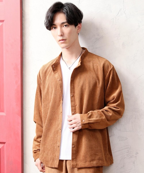 TopIsm（トップイズム）の「コーデュロイ バンドカラーシャツ