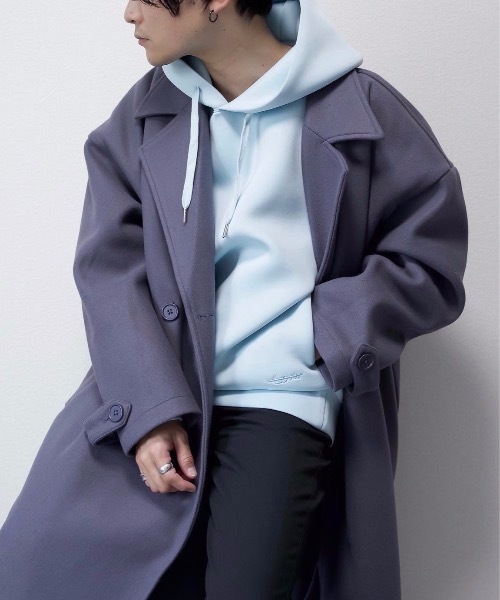 unlow（アンロー）の「【WEARISTA 心】スムースダンボールパーカー（パーカー・メンズ・ライトグレー/ライトブルー/ブラック・S/M）」の3枚目の写真