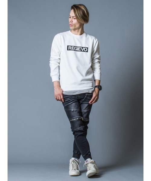 REGIEVO(レジエボ)の「REGIEVO ロゴ入りトレーナー セットアップ(スウェット・メンズ・ブラック/オフホワイト・S/M/L/XL)」の3枚目の写真