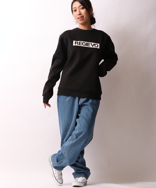 REGIEVO(レジエボ)の「REGIEVO ロゴ入りトレーナー セットアップ(スウェット・メンズ・ブラック/オフホワイト・S/M/L/XL)」の19枚目の写真