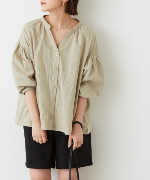 Auntie Rosa Holiday（アンティローザホリデー）の「バックリボンスキッパーブラウス（シャツ/ブラウス・レディース・ナチュラル/カーキ/パープル・FREE）」の15枚目の写真