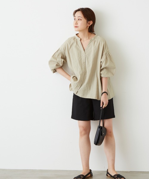 Auntie Rosa Holiday（アンティローザホリデー）の「バックリボンスキッパーブラウス（シャツ/ブラウス・レディース・ナチュラル/カーキ/パープル・FREE）」の14枚目の写真