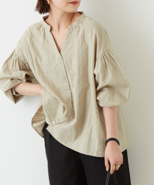 Auntie Rosa Holiday（アンティローザホリデー）の「バックリボンスキッパーブラウス（シャツ/ブラウス・レディース・ナチュラル/カーキ/パープル・FREE）」の12枚目の写真