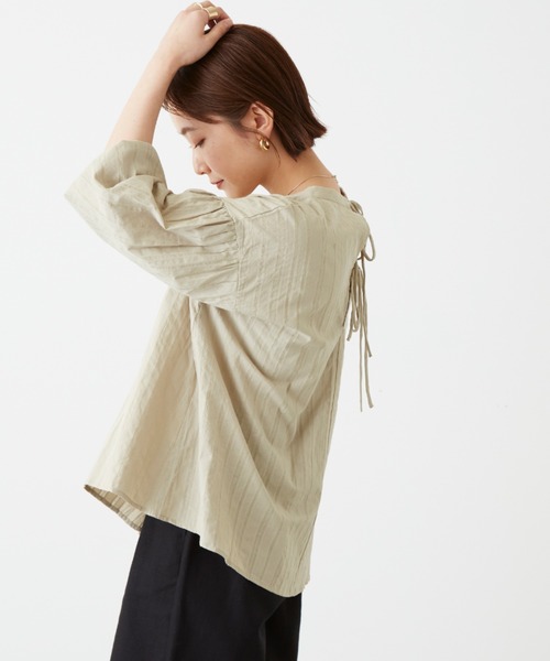 Auntie Rosa Holiday（アンティローザホリデー）の「バックリボンスキッパーブラウス（シャツ/ブラウス・レディース・ナチュラル/カーキ/パープル・FREE）」の10枚目の写真