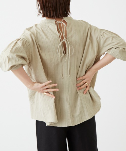 Auntie Rosa Holiday（アンティローザホリデー）の「バックリボンスキッパーブラウス（シャツ/ブラウス・レディース・ナチュラル/カーキ/パープル・FREE）」の9枚目の写真