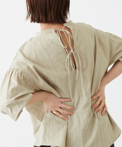 Auntie Rosa Holiday（アンティローザホリデー）の「バックリボンスキッパーブラウス（シャツ/ブラウス・レディース・ナチュラル/カーキ/パープル・FREE）」の8枚目の写真