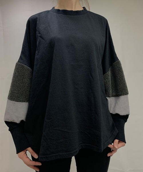 UJU(ウジュ)の「【UJU / ウジュ】切り替えドルマンTシャツ(Tシャツ/カットソー・レディース・ブラック/カーキ/グレー・FREE)」の10枚目の写真