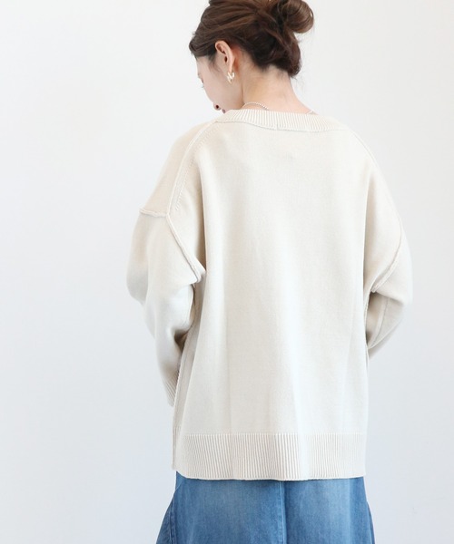 AMERICAN HOLIC（アメリカンホリック）の「VネックニットBIGプルオーバー ＊（ニット/セーター・レディース・チャコールグレー/アイボリー/ミント/モカ/LT.Gray・FREE）」の14枚目の写真