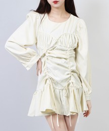 WC/ドロストデザイン長袖ワンピース