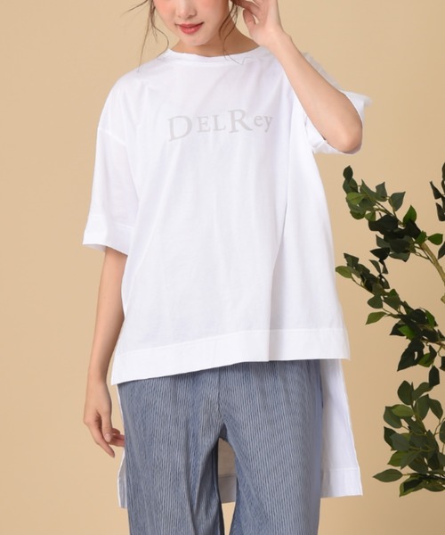 INTERPLANET(インタープラネット)の「ロゴプリントオーバーサイズTシャツ(Tシャツ/カットソー・レディース・ブラック/オフホワイト/グレイッシュベージュ・FREE)」の1枚目の写真
