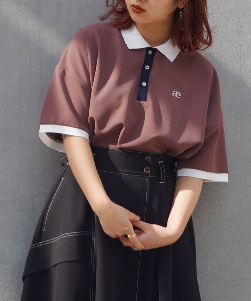 179/WG（イチナナキュウダブルジー）の「配色BIGポロシャツ（ポロシャツ・レディース・ピンク/オフホワイト/ブルー/グリーン/ネイビー・FREE）」の5枚目の写真