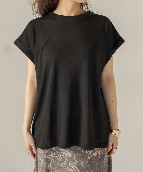 CAPRICIEUX LE'MAGE(カプリシューレマージュ)の「〈上下セットアイテム〉Tシャツ×柄スカートSET(ワンピース・レディース・ブラック/ホワイト・FREE)」の7枚目の写真