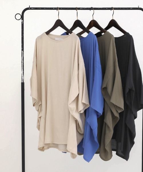 Bou Jeloud(ブージュルード)の「清涼感あるさらさら素材◆オーバーチュニック(シャツ/ブラウス・レディース・ブラック/ベージュ/ブルー/カーキ・38)」の5枚目の写真