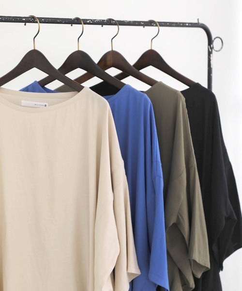 Bou Jeloud(ブージュルード)の「清涼感あるさらさら素材◆オーバーチュニック(シャツ/ブラウス・レディース・ブラック/ベージュ/ブルー/カーキ・38)」の18枚目の写真