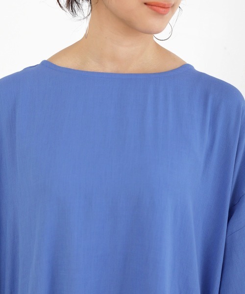 Bou Jeloud(ブージュルード)の「清涼感あるさらさら素材◆オーバーチュニック(シャツ/ブラウス・レディース・ブラック/ベージュ/ブルー/カーキ・38)」の7枚目の写真