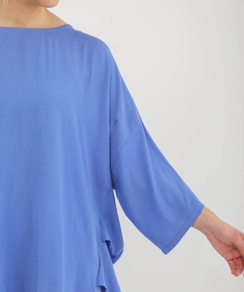 Bou Jeloud(ブージュルード)の「清涼感あるさらさら素材◆オーバーチュニック(シャツ/ブラウス・レディース・ブラック/ベージュ/ブルー/カーキ・38)」の20枚目の写真