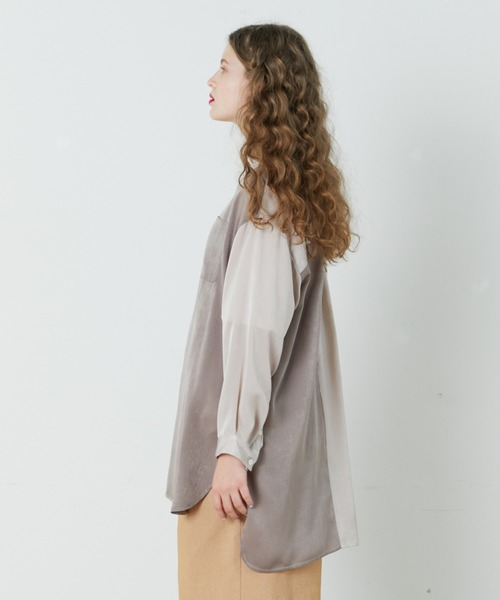 FRAPBOIS（フラボア）の「チュニトーン シャツ（シャツ/ブラウス・レディース・ベージュ/ブラック・2/1）」の5枚目の写真